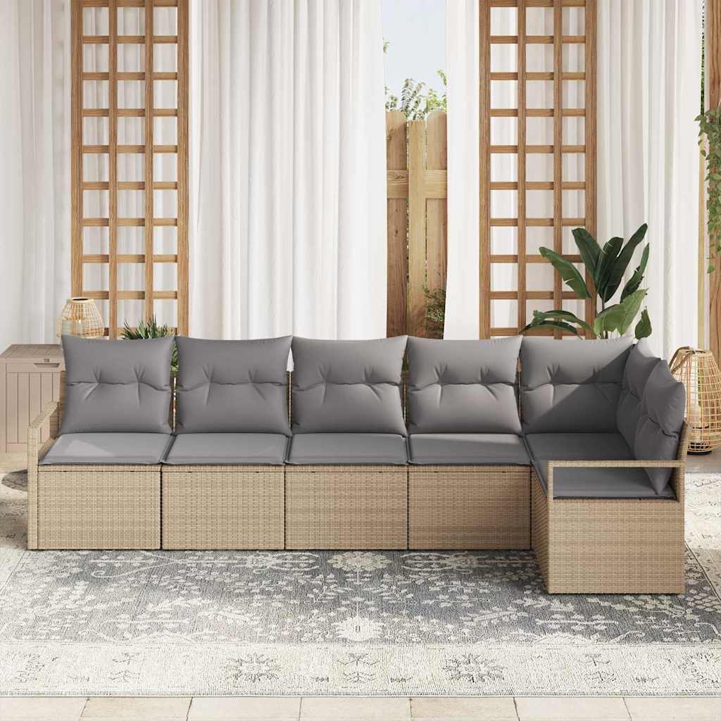 Garten-Sofa-Set mit Kissen 6 pcs Beige und Hellgrau